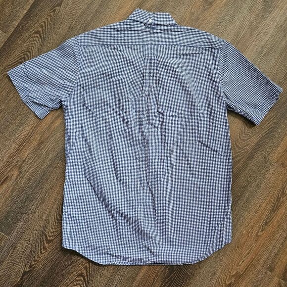 Eddie Bauer Shirt Men's Sz Small Textured Seersucker Blue Plaid Short Sleeve EUC - Picture 7 of 7